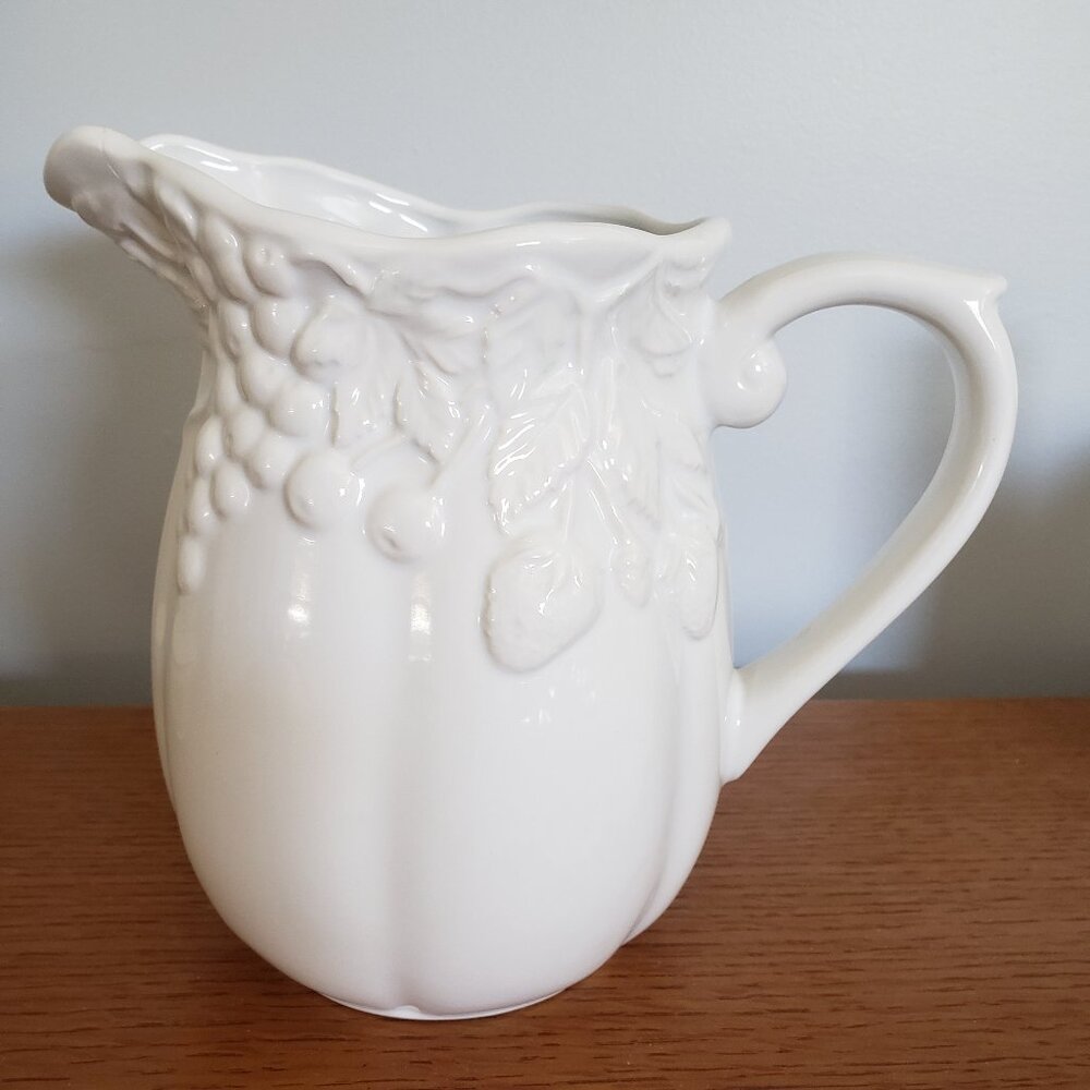 Ceramic Fruit Foliage Farm House Style Pitcher